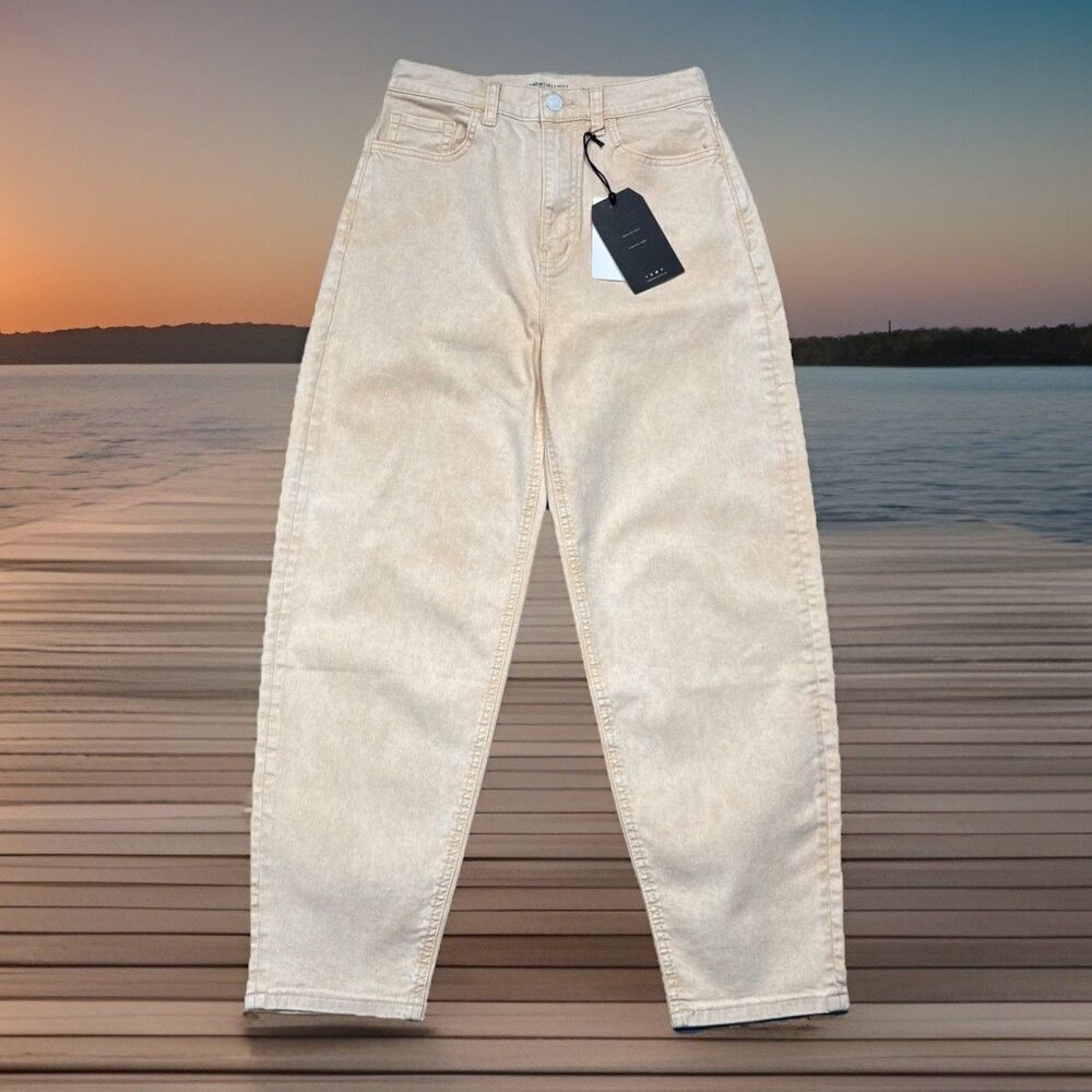 Current Elliot Jaunt High Rise Crop Jeans 26 (27x25) Vanilla Peach Stretch Women